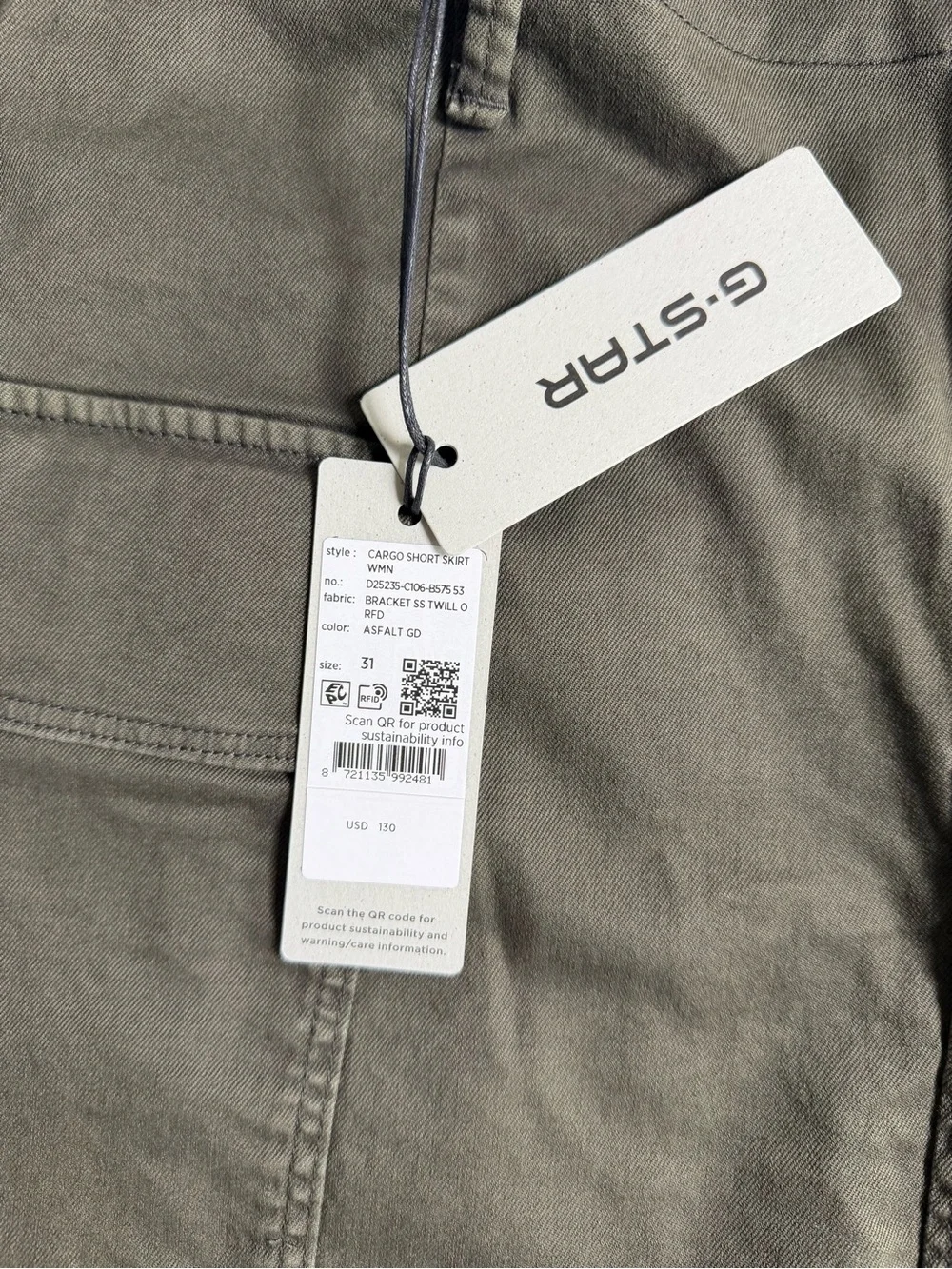 G-Star Olive Utility Cargo Mini Skirt